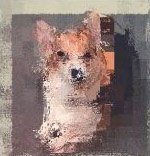Art piece of Corgi titled 'Picasso's Dog'